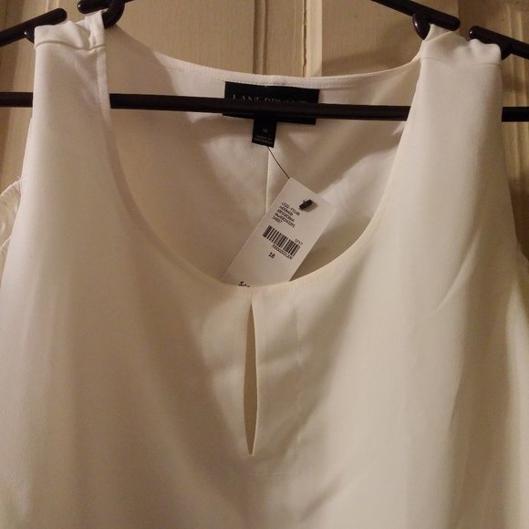 Lane Bryant Shoulderless Short Sleeve Blouse White Polyester Keyhole Top Size 18 - Picture 4 of 10